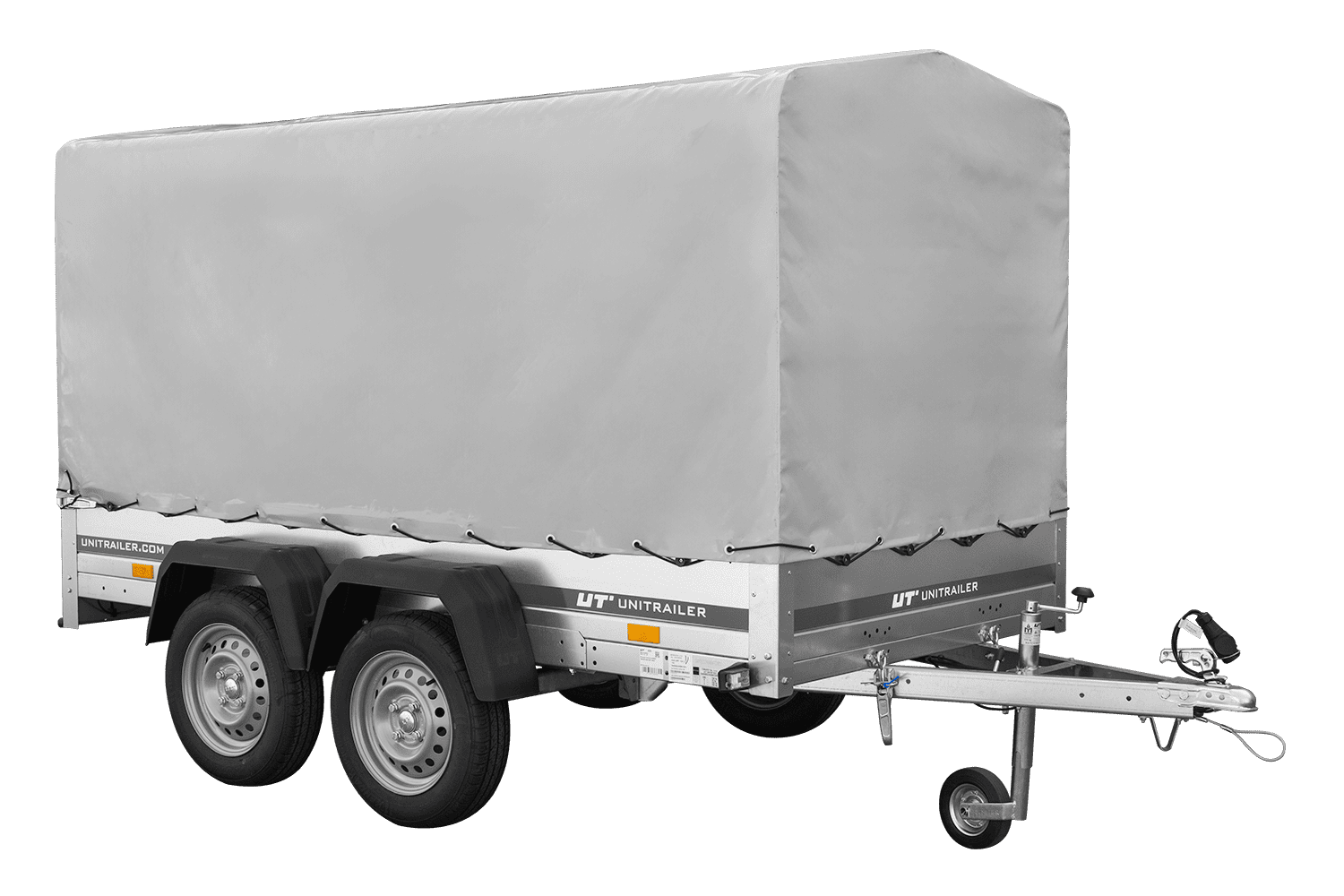 Anhänger Garden Trailer 264/2 KIPP MIT STÜTZRAD, H-1100-HOCHSPRIEGEL UND GRAUER PLANE – Image 3